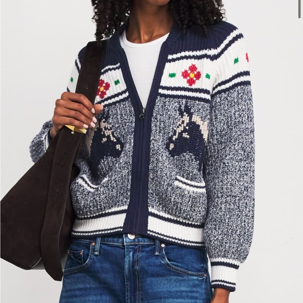 MOTHER The Try-Outs Horse Cardigan Sweater Medium